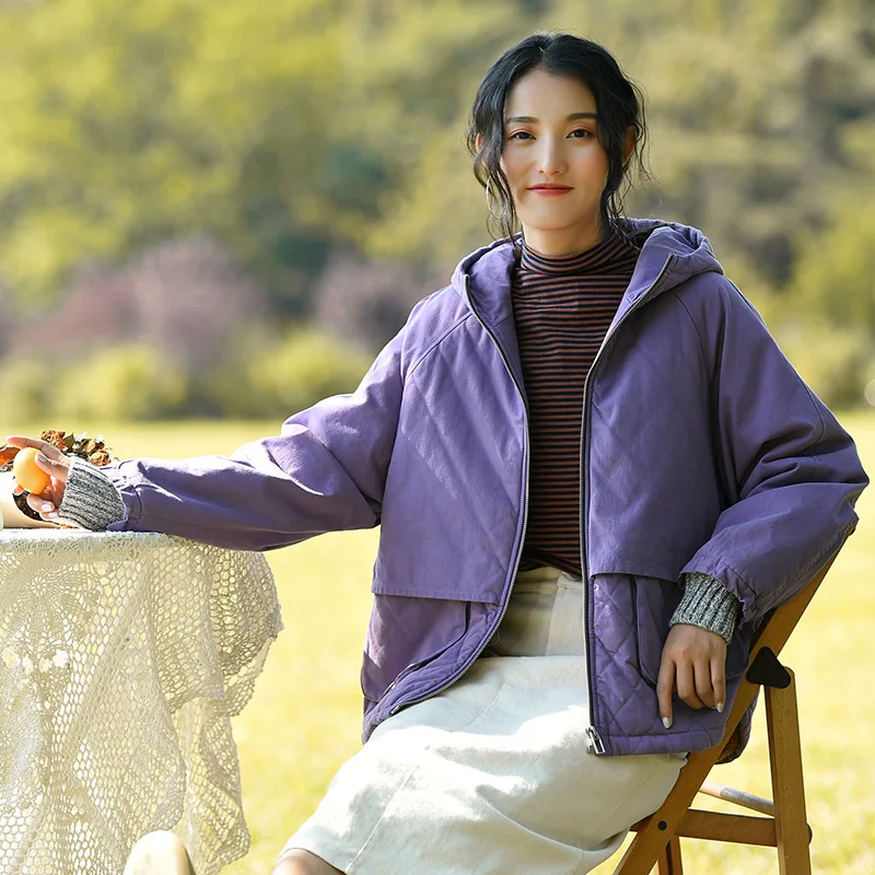 Women's winter 2021 new lamb wool cotton jacket women's loose plus fleece hooded cotton jacket short coat