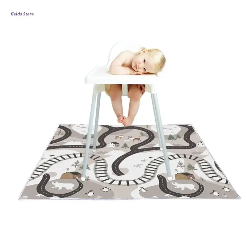 

Washable Highchair Floor Mat Anti-Slip Silicone Spot Mat Waterproof Food Catcher Art Craft Leak Proof Mat Crawling Play Mat XX9E