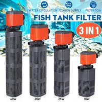 18w25w30w40w aquarium filter submersible power internal filters for fish tank filter pump 3 in 1 spray flow biological