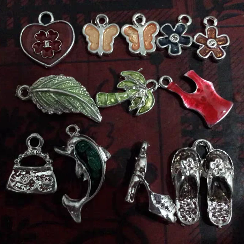 12 шт./лот капельницы масло Металл цветок лист амулеты разъемы для серег кулон