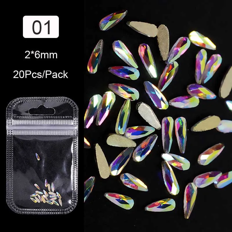 

1Box/20pcs Nail Rhinestone AB Symphony Flat bottom drill Special-shaped drill Manicure Decorations 3D Nail Art Accessories