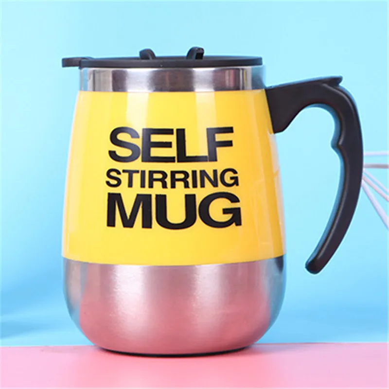 Yellow Self Stirring 400/450ml Mugs Automatic Electric Lazy Magnetic Self Stirring Mug Coffee Milk Mixing Mug Smart Stainless Steel Jui ce Mix Cup - Color: Yellow Self Stirring