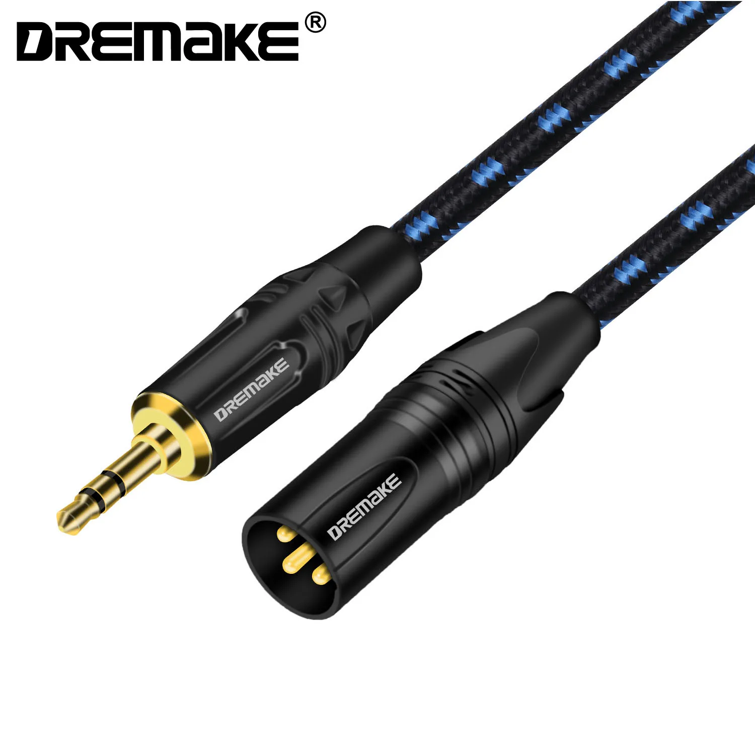 

DREMAKE XLR to 3.5mm Aux Audio Cable Unbalanced 3.5mm 1/8 Inch Male to XLR 3-Pin Male Adapter Auido Cord for PC Phones Amplifier