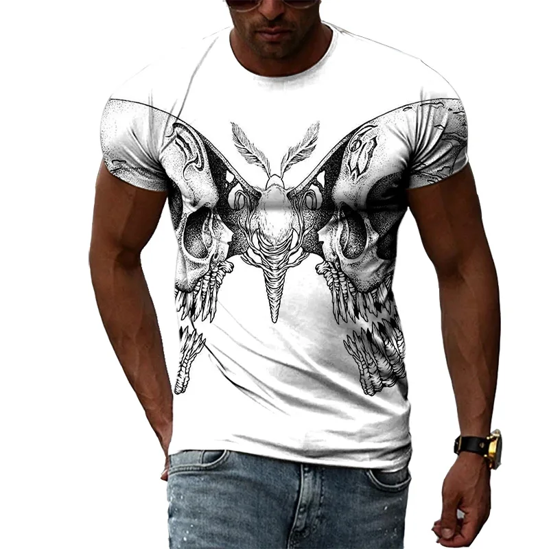

2021 Summer New Skull 3D Printing Dragon Cool Man O-neck Oversized T-shirt Hip-hop Men's Short-sleeved T-Shirt XS-6XL