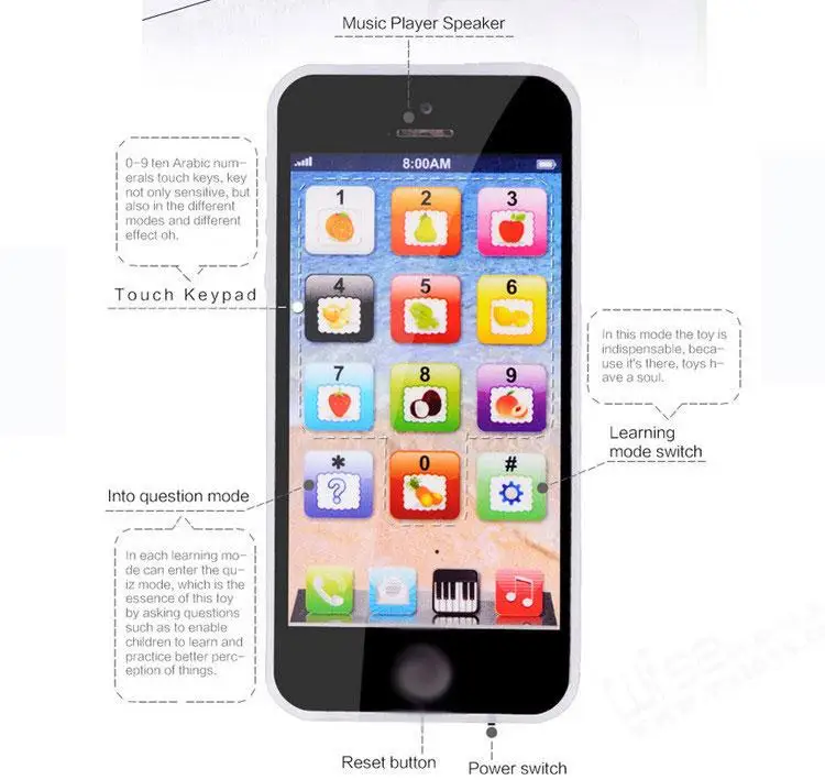 

Cellphone Toys Infant Early Educational Phone English Learning Rechargable Mobile Phone Model For Children Christmas Xmas Gift