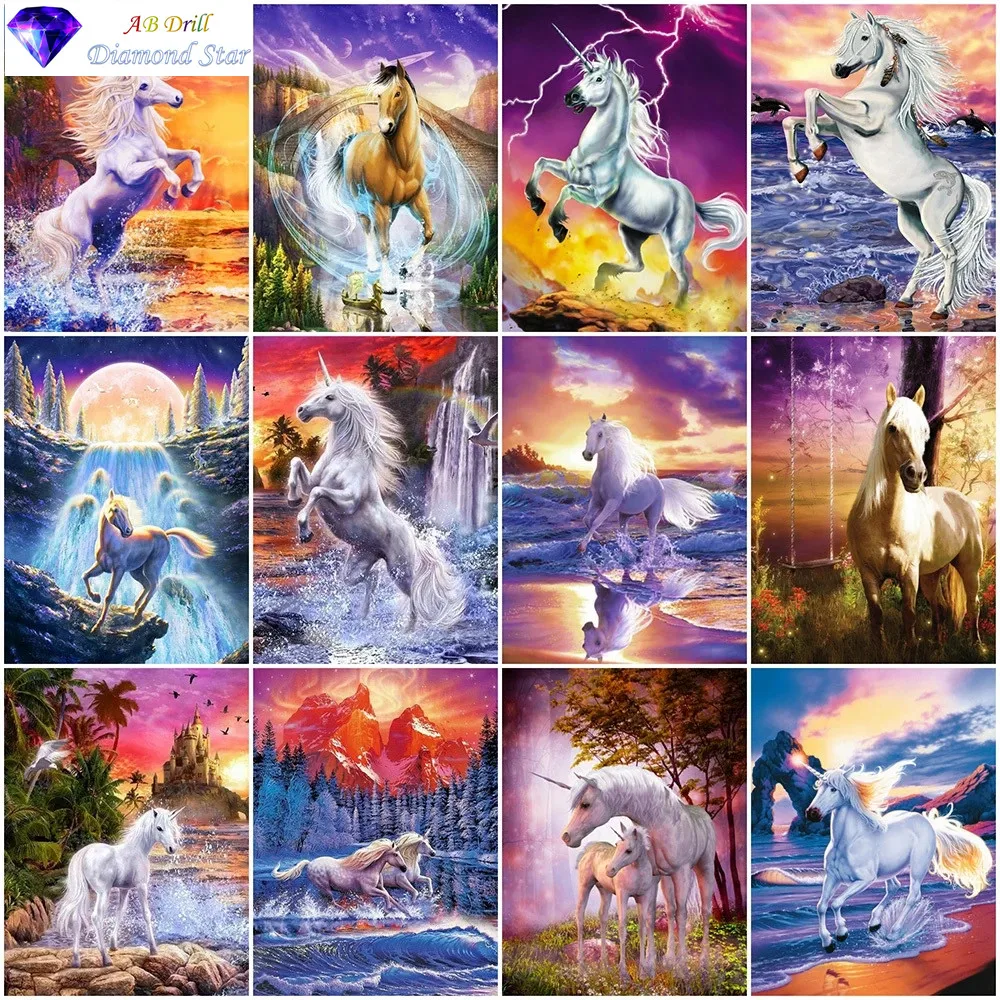

Full AB drill Square 5D Diy Diamond Painting Unicorn Cross Stitch Kit Diamond Embroidery Mosaic Needlework Decor Home