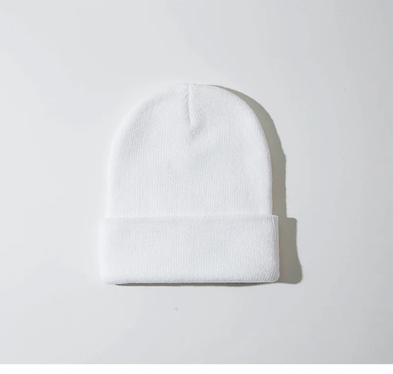 Белый OEM зимняя шапка вязаная toque с вашим вышивка логотип печать логотип 5 шт для MOQ - Цвет: Белый