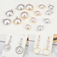 10pcs fashion statement earrings 2020 pendant inlaid protein double hanging circle pearl earrings for women diy jewelry making