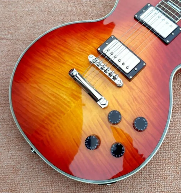 Бесплатная доставка 6 струнная электрическая гитара двусторонний тигровый узор