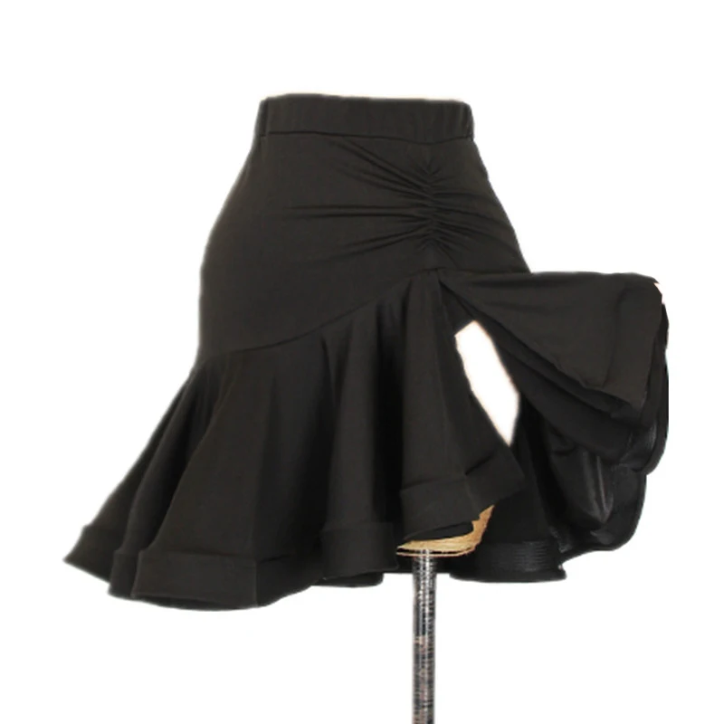 

Latin Dance Skirts Women Black Split Fish Bone Bag Hip Skirt Cha Cha Salsa Samba Rumba Ladies Practice Show Dancewear DN3997