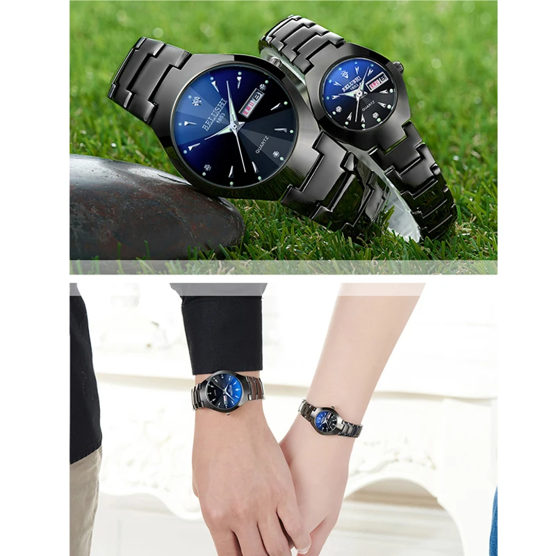 Часы наручные мужские и женские модные парные водонепроницаемые кварцевые из