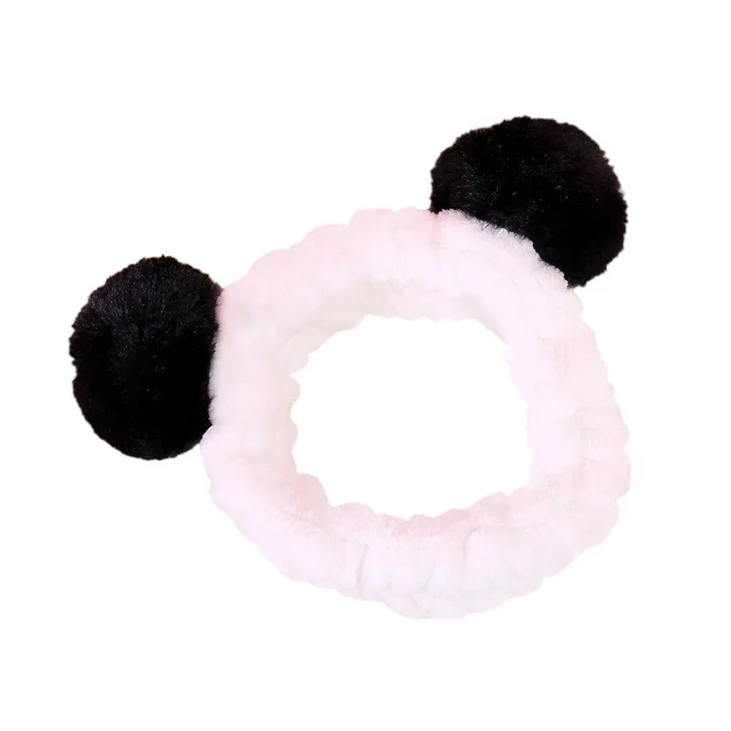 

1PC Sweet Panda Ear Hairband For Women Girls Soft Carol Fleece Headband Makeup Shower Washing Face Mask Head Wraps Accessories