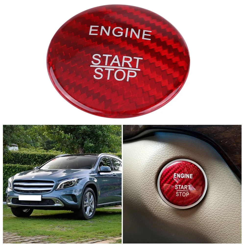 

Red Carbon Fiber Engine Start Button Cover Trim for Mercedes Benz A B C GLC GLA CLA ML Class Car Interior Decoration