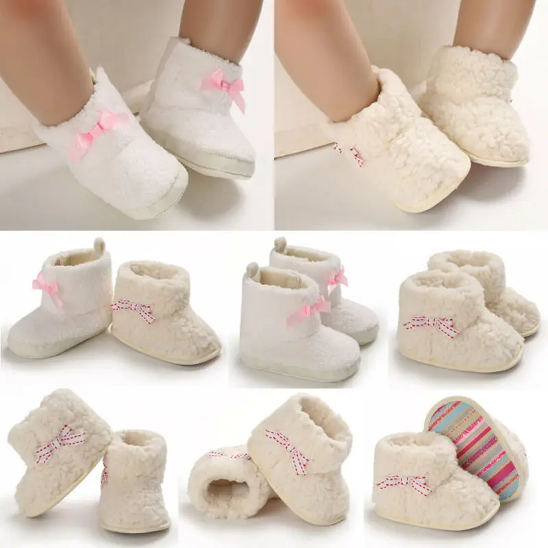 Ботинки для новорожденных детей и девочек AU зимние теплые меховые ботинки с