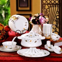 wedding guci bowl set 56 pieces jingdezhen authentic bone china tableware suit pottery bowl coast people