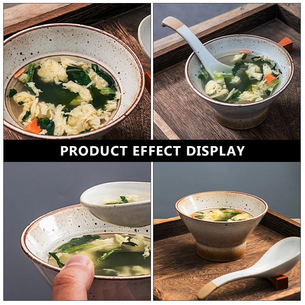 

1pc Soup Bowl Salad Bowl Vintage Crude Pottery Bowl for Home Restaurant