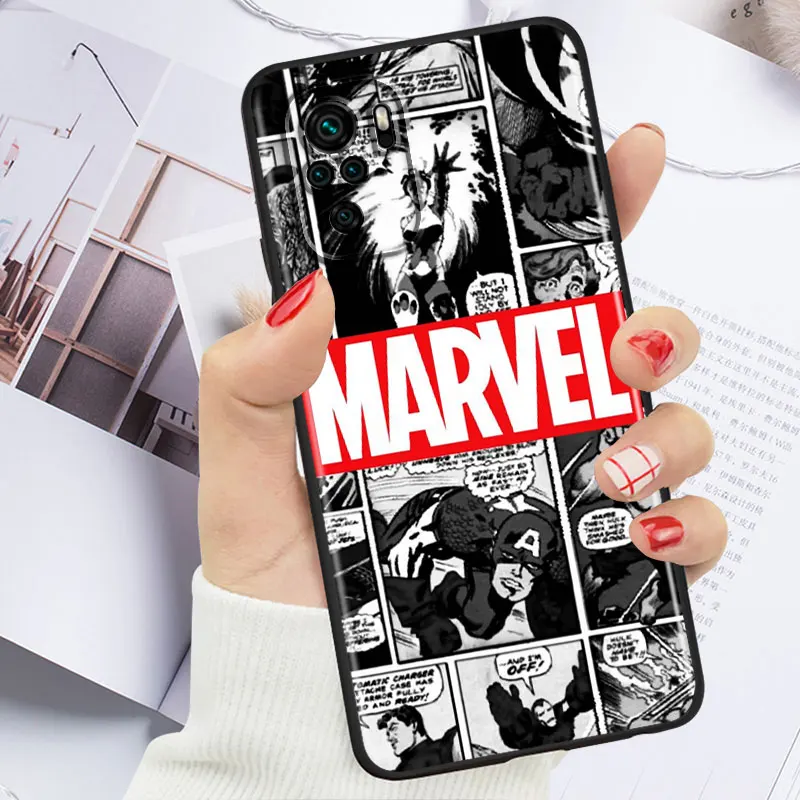 Классный Логотип Marvel для Xiaomi Redmi Note 10 9 Pro Max 10T 9T 9S 8T 8 7 6 5 4X Силиконовый мягкий черный
