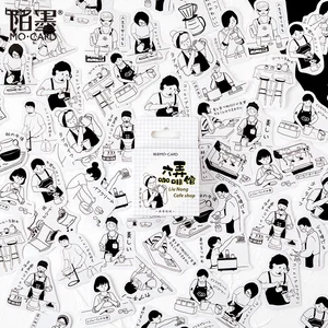 : Mohamm 46 шт.упак. Черный и белый мультфильм кофе бумага для скрапбукинга канцелярские корейские стикеры аксессуары