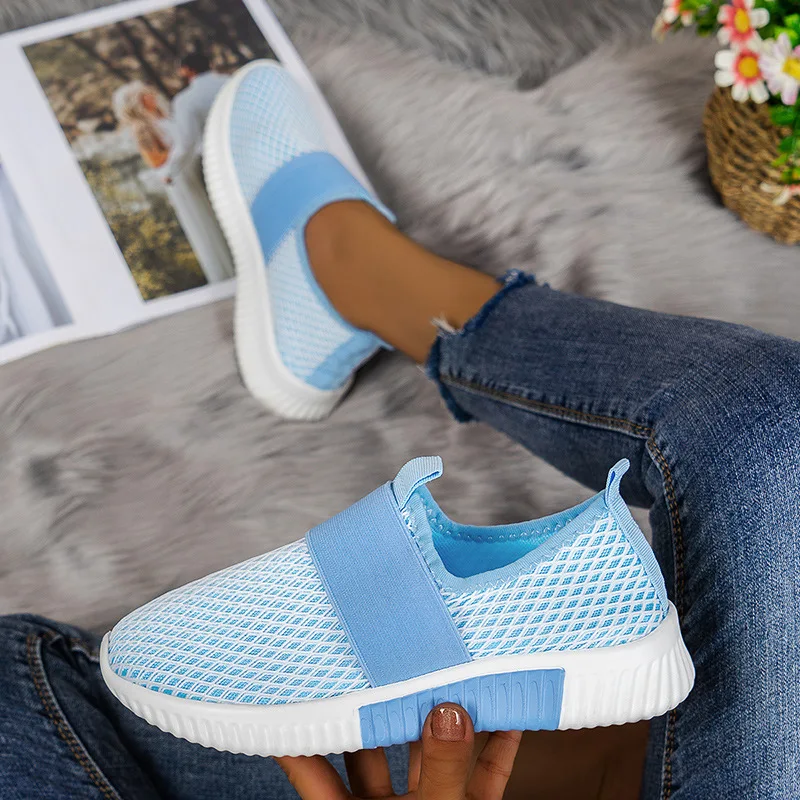 

Tennis Female Sneakers Knitted Mesh Breathable Casual Flat Shoes for Women Fashion Ladies Sport Shoes Plus Size Mujer Zapatos