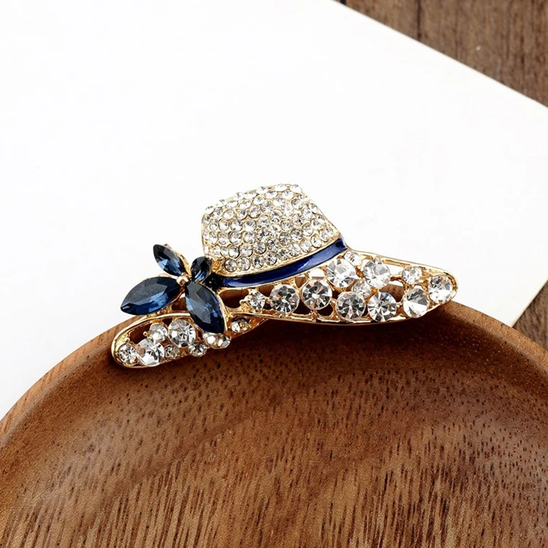 Hat brooch Винтажные броши на шляпу, женские Стразы, брошь в виде цветка, Модный зимний корсаж, пальто, свитер, аксессуары, шарф, пряжка, ювелирное изделие - Окраска металла: Hat brooch