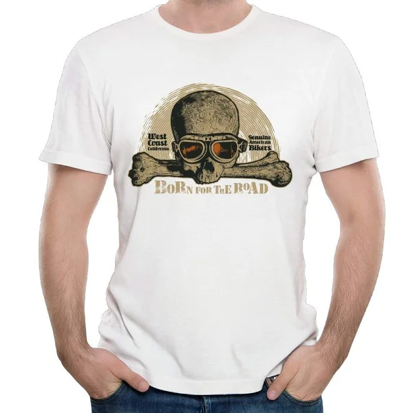 

Mens T-Shirt Born for The Road Short Sleeve Cotton Tee Black