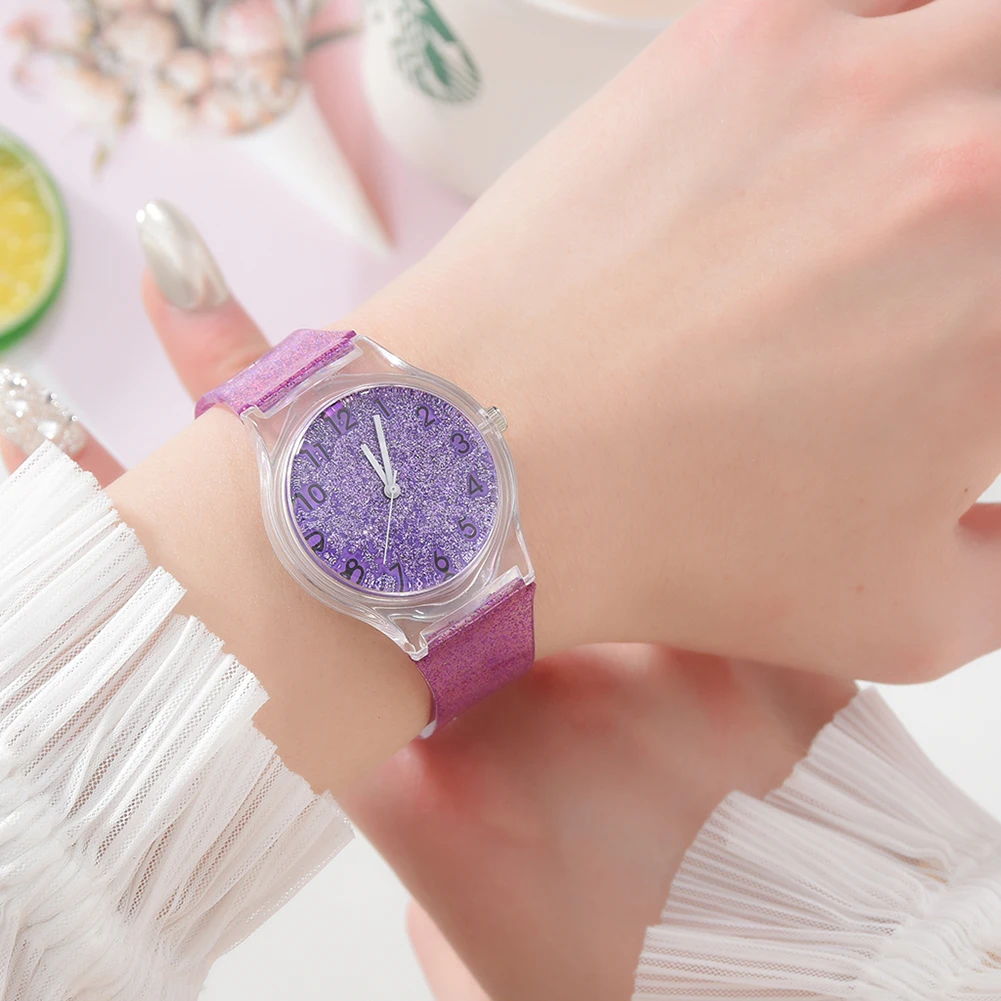 Модные яркие цвета блестящие женские кварцевые часы силиконовый ремешок конфеты