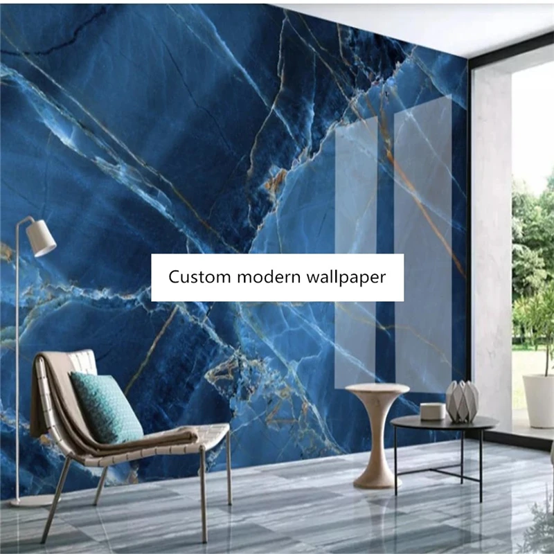 Обои beibehang под заказ современные синие Классические мраморные обои для гостиной