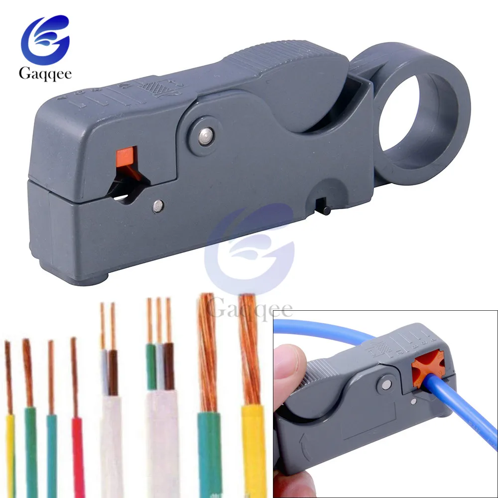 Household Multi Cutter Tool Rotary Cable Stripper Adjustable Double Blades RG6/59 Wire Stripper Automatic Cable Cutter Pliers