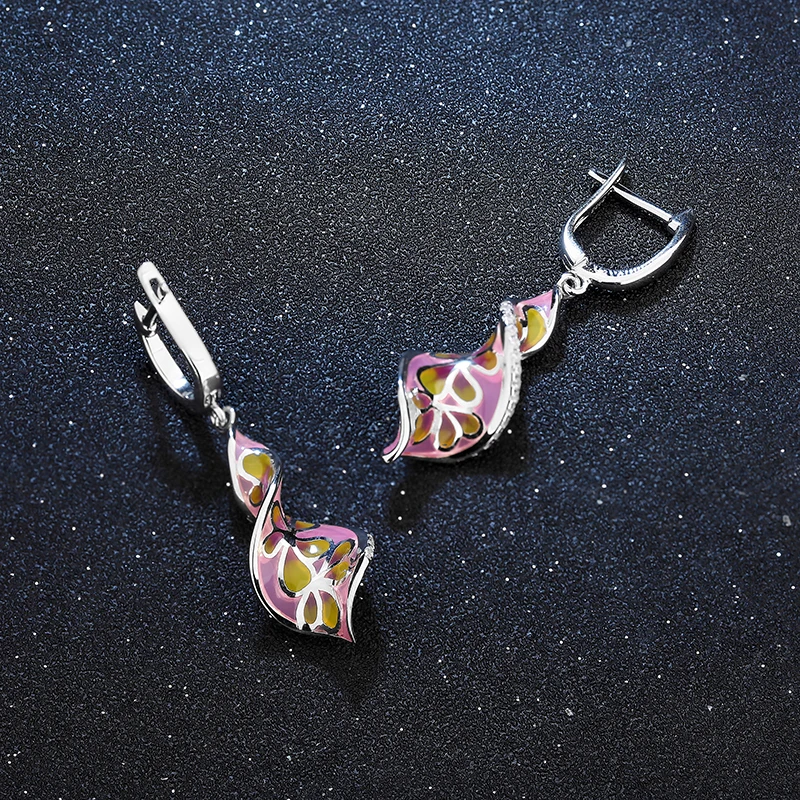 Роскошные серьги из стерлингового серебра 925 пробы с желтым цветком и розовой