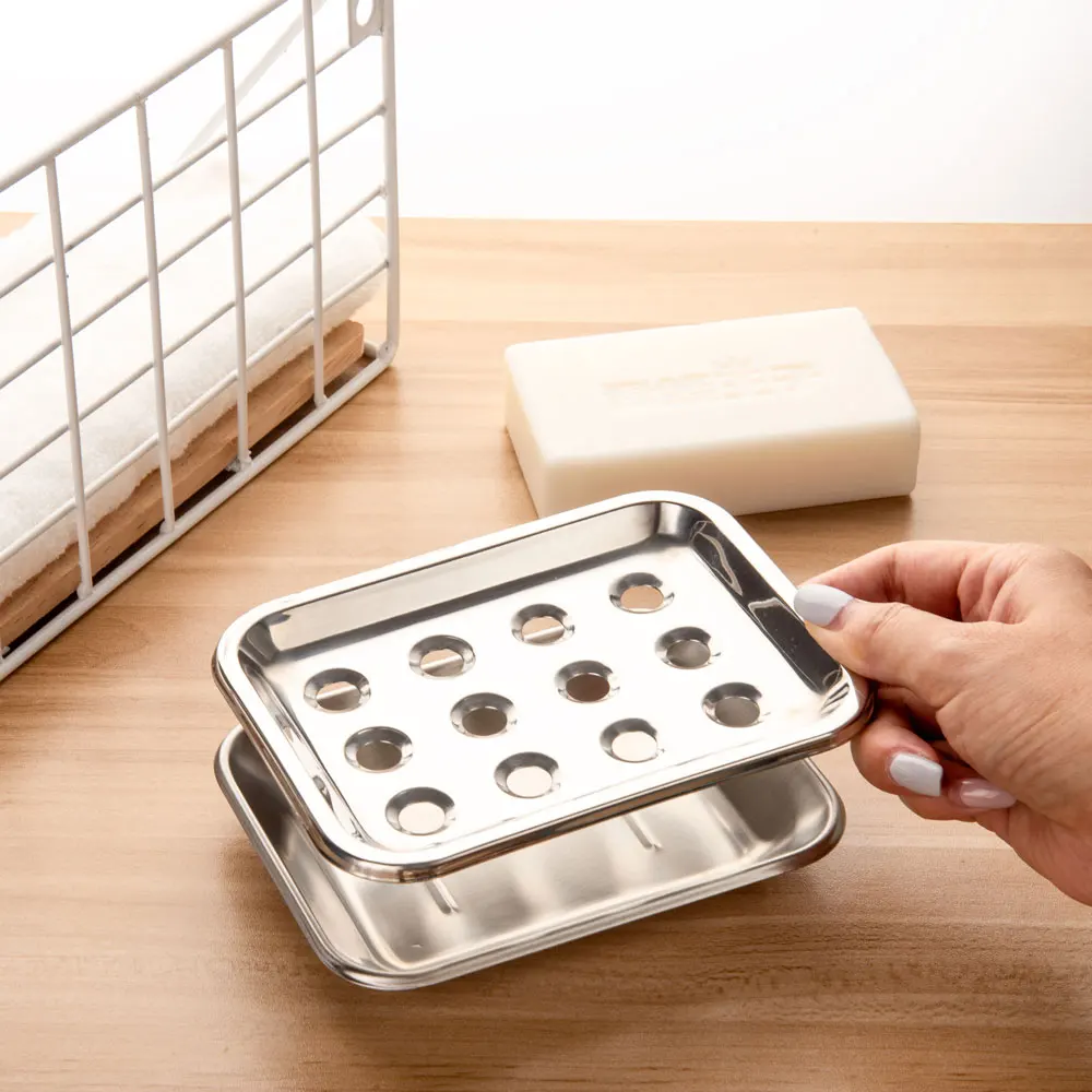 Прямоугольное мыло блюдо держатель нержавеющая сталь с сиденьем для ванной душ