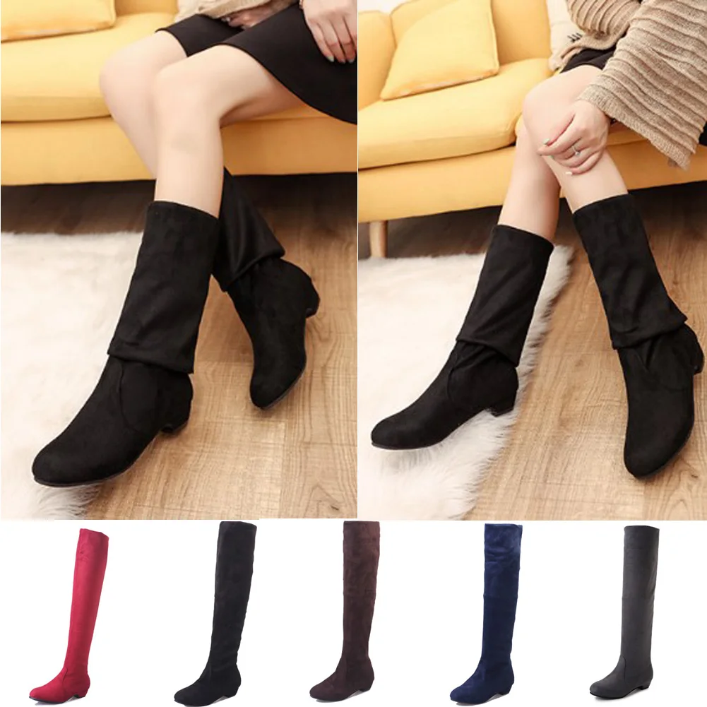 Модные повседневные женские сапоги Осень зима 2019 Новые ботфорты с острым носком