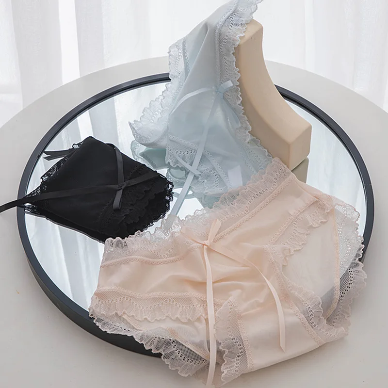 

Lace Sexy Middle Waist Japanese Girls' Lightweight Breathable Lace Underwear Women's Sexy Lace Transparent Lace Panties