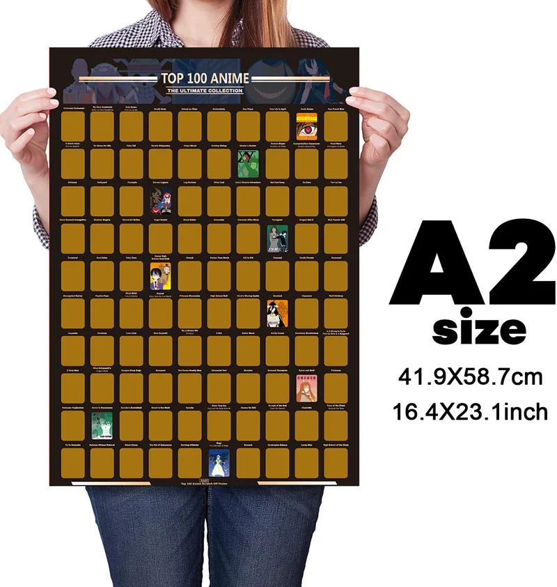 Top 100 Anime Bucket list Poster Photo Wallpaper Teenager Precious Gift for scratch off poster Enthusiast Sticker Decor | Дом и сад