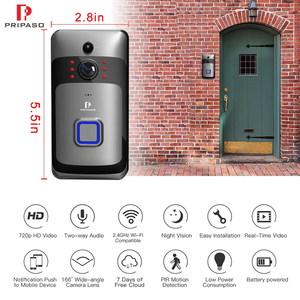 Pripaso дверной телефон звонок камера Smart IP видеодомофон WiFi видео 720P домашняя ИК