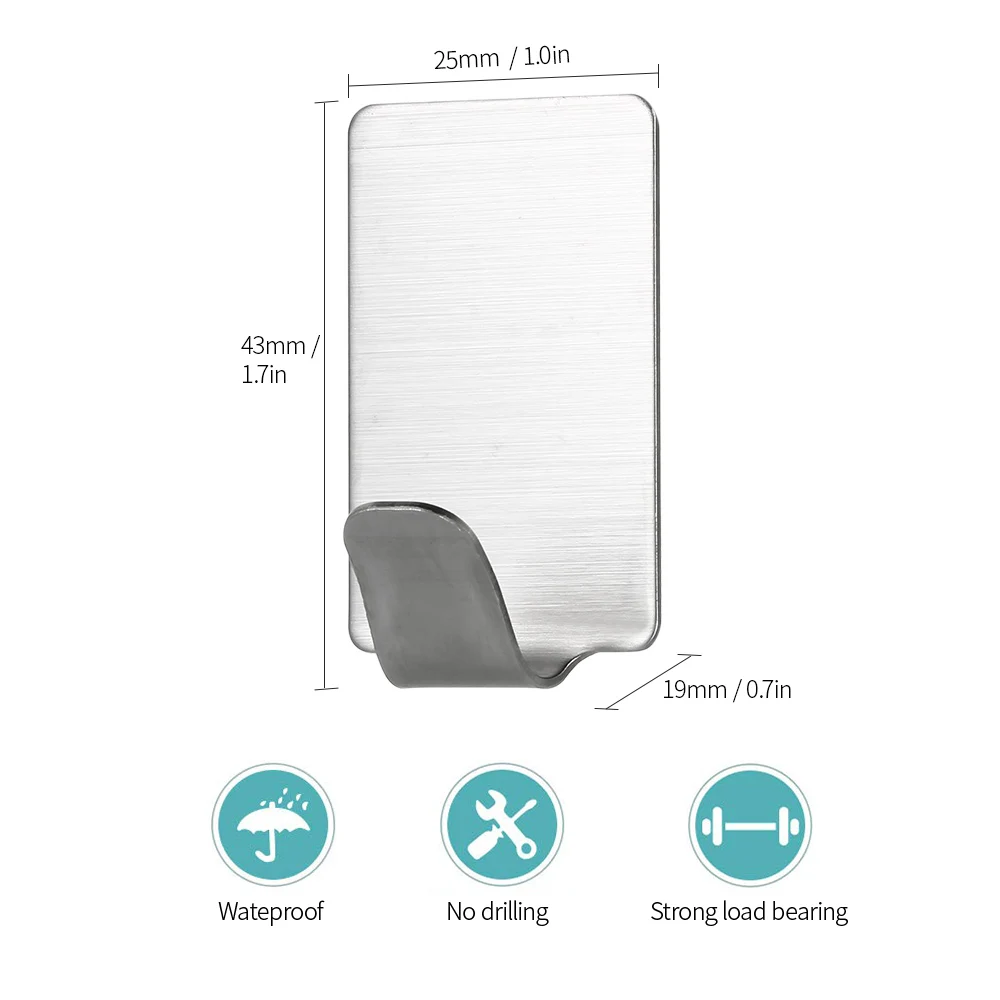 Горячая 8 шт клейкий крюк из нержавеющей стали крепкая настенная вешалка