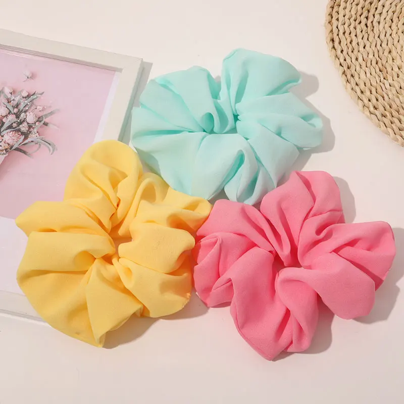 

Oversized Hair Scrunchies For Women Solid Color Chiffon Scrunchies Hair Rubber Bands Elastic Hair Accessories Ponytail Holder