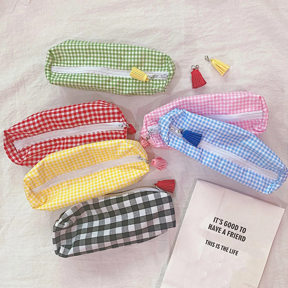 

TOYOU Ins Color Grid Simple Pen Case Large Capacity Pencil Bag Student Creative Versatile Storage Bag School Supplies Stationery