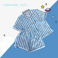 women pajamas heart stripe print sleepwear sets women harajuku soft short sleeve nightwear set 2021 summer comfortable pajamas
