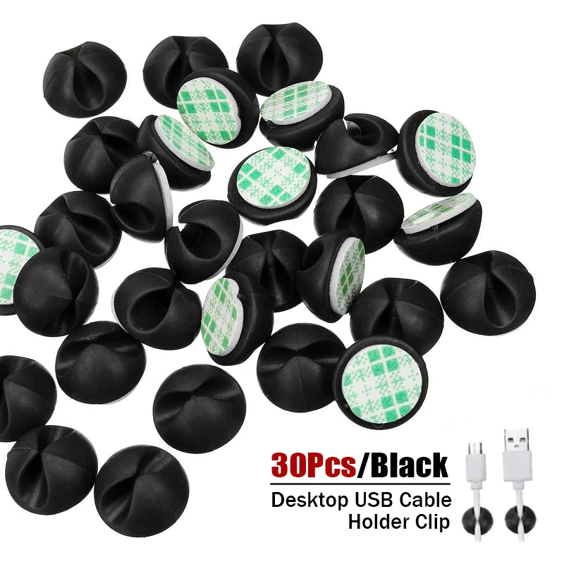 30pcs Car Desk Wall USB Wire Cable Line Fastener Clip Clips Holders Organizer Retainer Clamp Clamps Tie Lines Fixed | Автомобили и