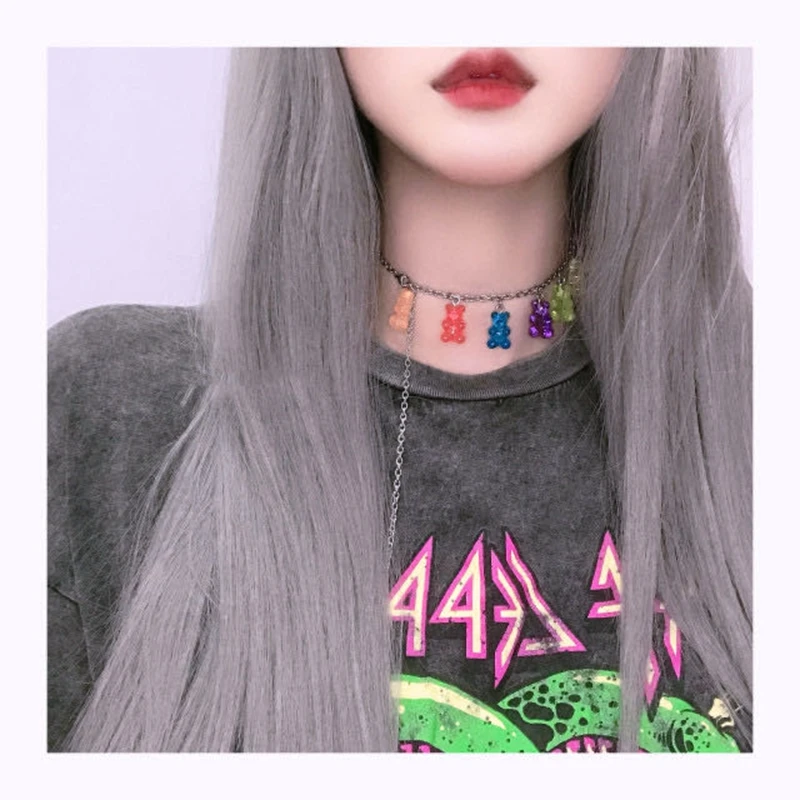 Cute candy color cartoon bear necklace DIY handmade colorful resin fresh jewelry | Украшения и аксессуары