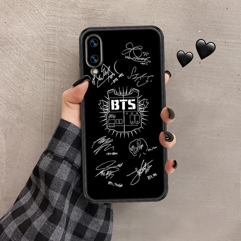 

Bangtan KPOP Boys Phone case For Huawei P Mate P10 P20 P30 P40 10 20 Smart Z Pro Lite 2019 black 3D cell cover silicone bumper