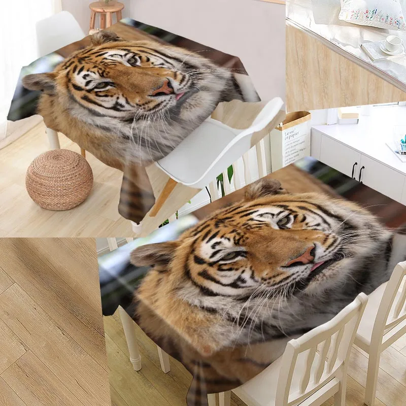 Скатерть из ткани Оксфорд с тигровыми животными на заказ прямоугольная
