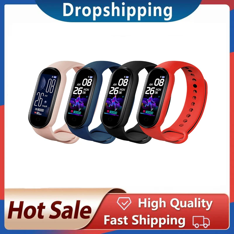 

M5 Heart Rate Blood Pressure Monitoring Fitness Bracelet Pedometer Bluetooth-compatible Multi-functional Band 5 Watchband