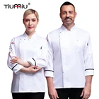 Униформа шеф-повара с длинным рукавом и карманом, унисекс, куртка для готовки в ресторане, гостинице, фартук, шляпа, кафе, хлебобулочные суши, Рабочая Рубашка для официанта