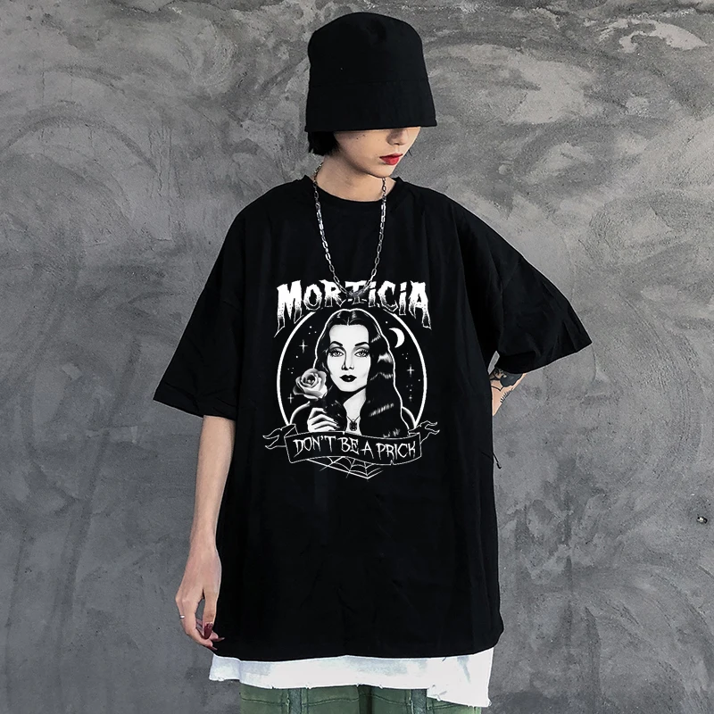 

Harajuku Gothic Punk Demon Print Graphic Tumblr Tops Female Summer Casual Loose Short Sleeve O-Neck Dark Grunge Women T-Shirts