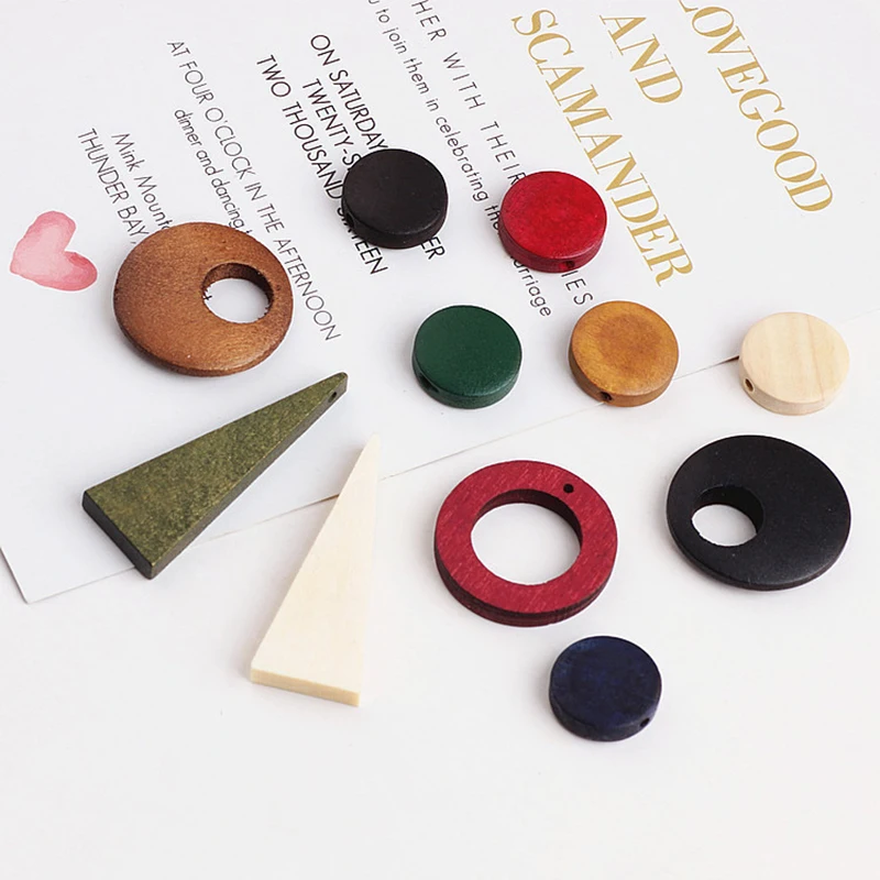 10 шт. корейские геометрические треугольные серьги из цельного дерева для женщин