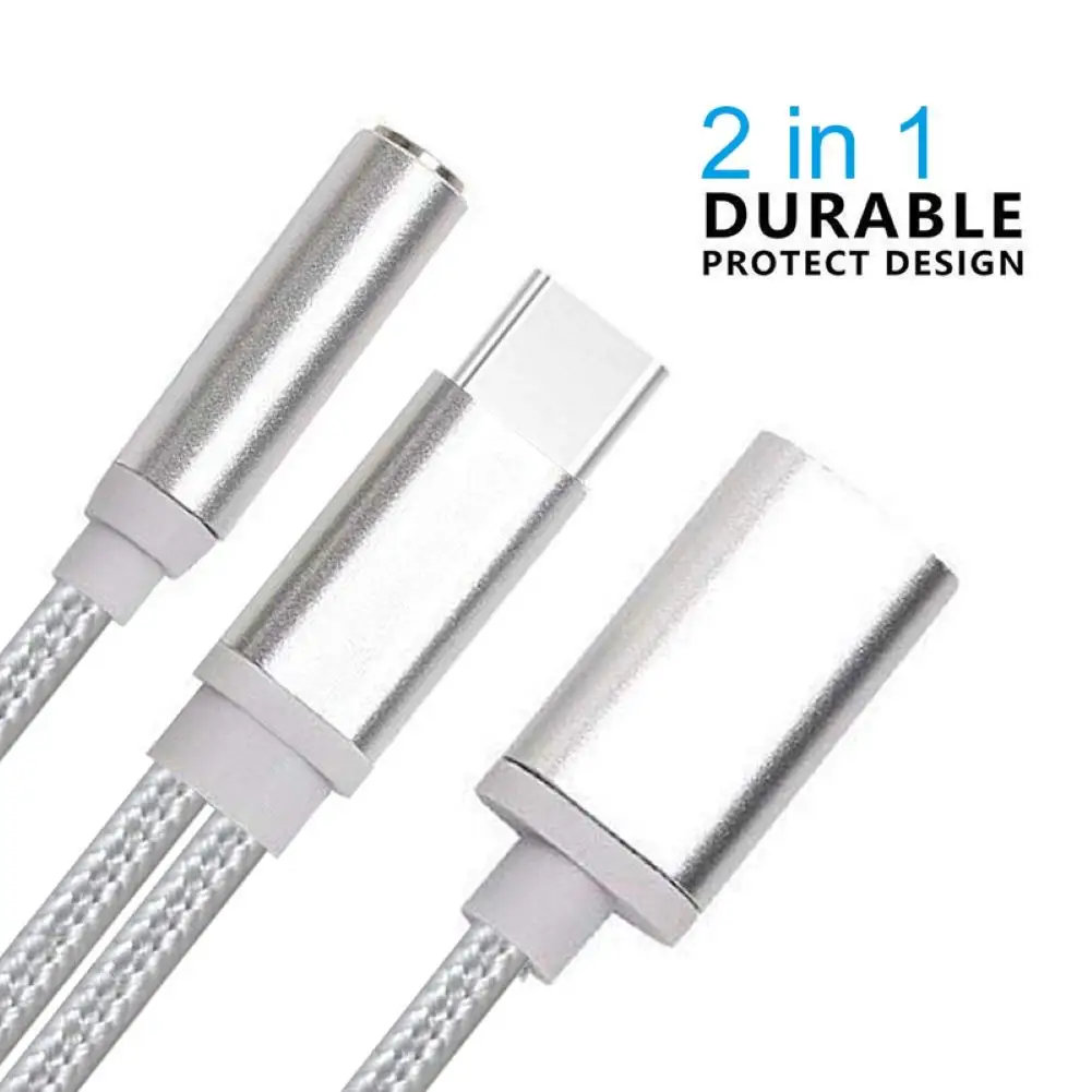 1 шт. 2 в переходник Type-C USB зарядный кабель 3 5 мм аудио наушники адаптер для