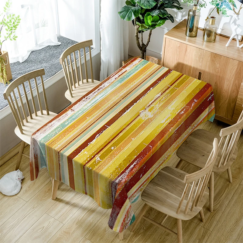 Скатерть из полиэстера водонепроницаемая прямоугольная с цветными квадратными