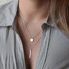 Женское Двухслойное ожерелье из серебра 925 пробы с круглыми подвесками