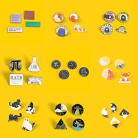 4pcsset enamel pins animal scientific notation landscape painting brooches cute cartoon badges accessories gifts for friends
